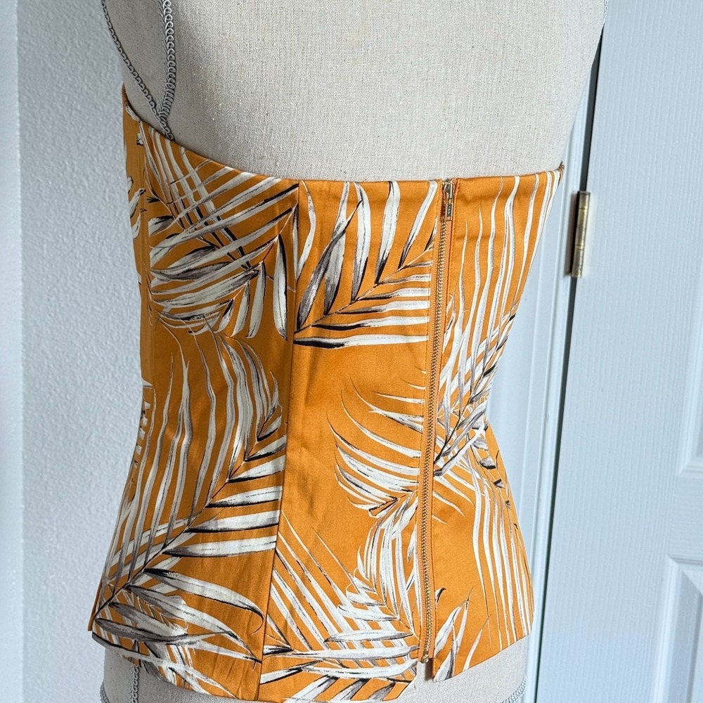 White House Black Market NWT Strapless Palm Bustier Corset Sz 12 Island Palm - Picture 3 of 8